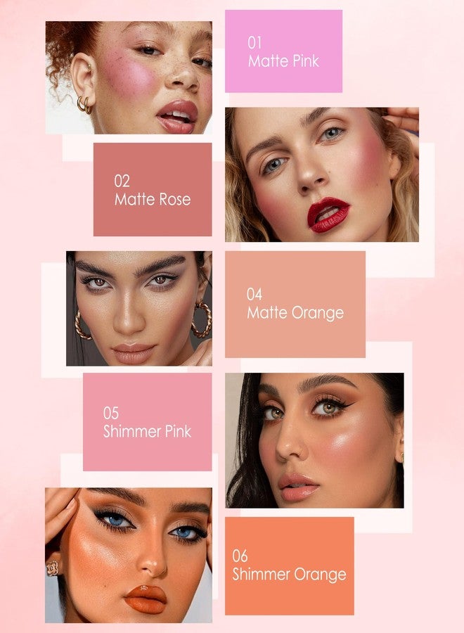 LYSdefeu Blush Powder for Cheeks,Gradual Shimmer Pink Blusher Palette with Brush,Lightweight Buildable Color Blush Hightlighter Powder,Longlasting Waterproof Facial Makeup,Christmas Gift for Women Girl-05# - Image 2